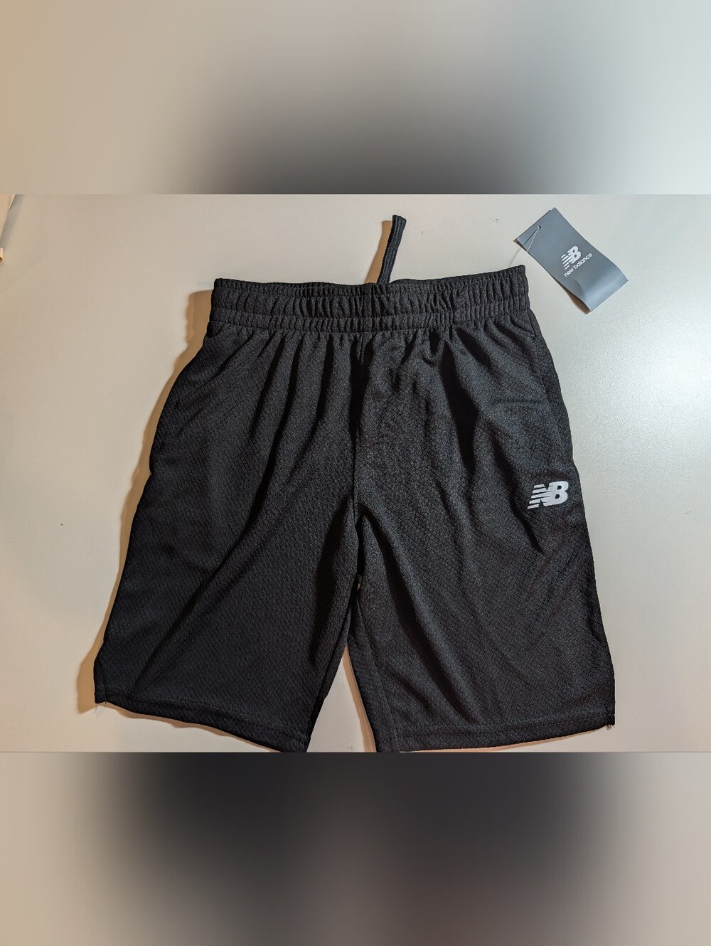 New Balance Boys 10/12 Black Mesh Athletic Shorts with Logo NWT
